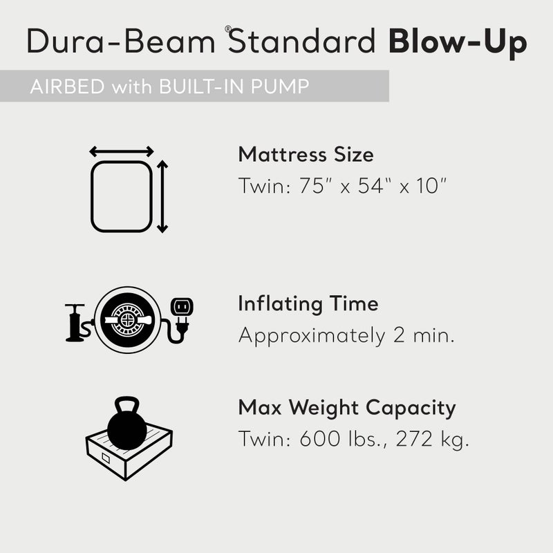INTEX 64147ED Dura-Beam Standard Pillow Rest Air Mattress: Fiber-Tech â€“ Full Size â€“ Built-in Electric Pump â€“ 10in Bed Height â€“ 600lb Weight Capacity - Image 2